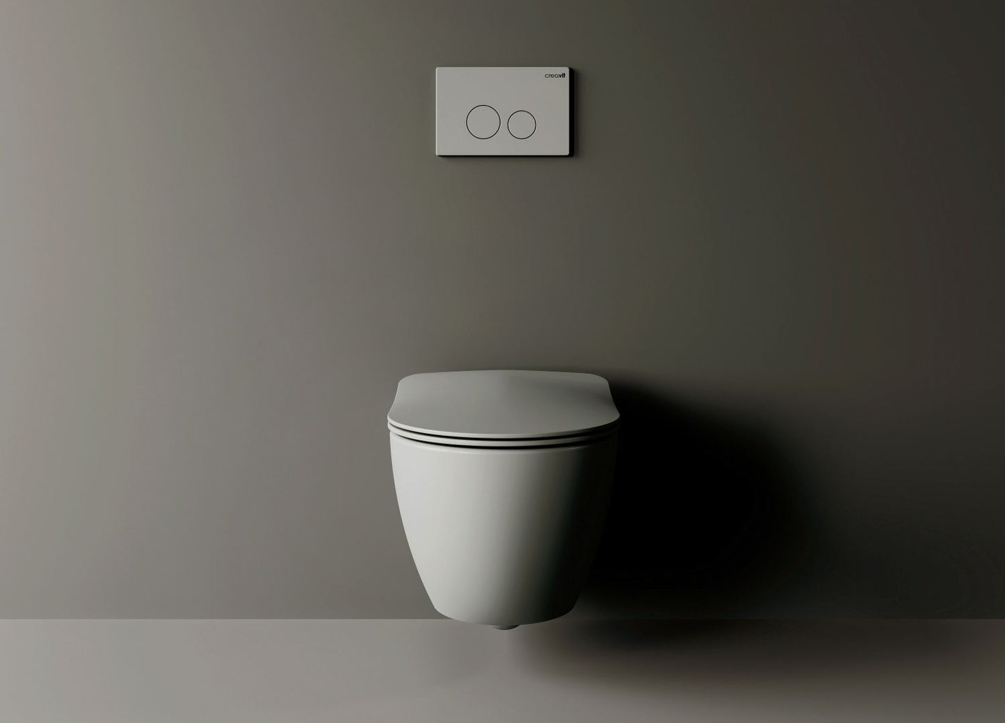 SaniSupreme Creavit RIMOFF Series wandcloset toilet wc Spoelrandloos 50.5 x 35.5cm x 34.5cm Koel Grijs