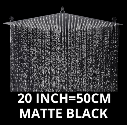 SaniSupreme® LCD Manhattan inbouwdouche 3 weg met SmartPulse Plafond Regendouche Plateau Alicante 50 cm vierkant mat zwart