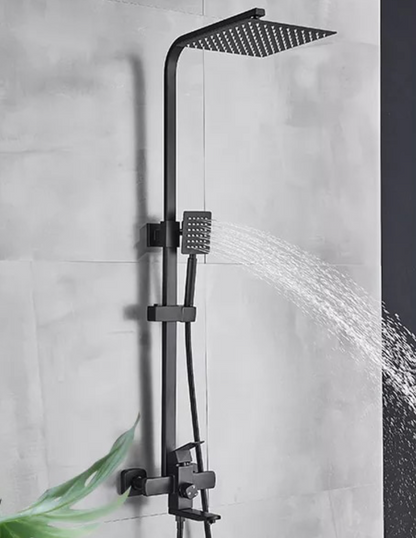 SaniSupreme Arizona opbouw bad doucheset 3-weg met baduitloop 8 inch regendouche mat zwart vierkant