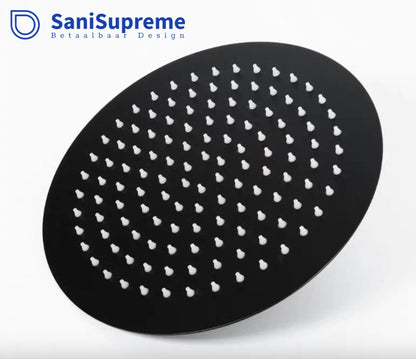 SaniSupreme® RegendoucheSet Kompleet douchekop inclusief wandstang en rozet 10 inch rond mat zwart
