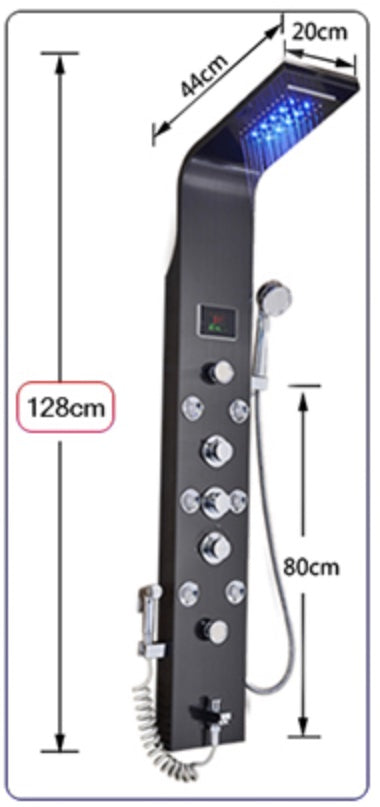 Douchepaneel Opbouwdouche SaniSupreme® Torino met hand- en voetendouche LCD Premium mat zwart