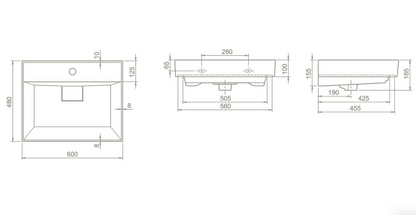 SaniSupreme® Aloni Keramische wastafel hoog model wit (combinatie Sharp onderkast) 60 cm.