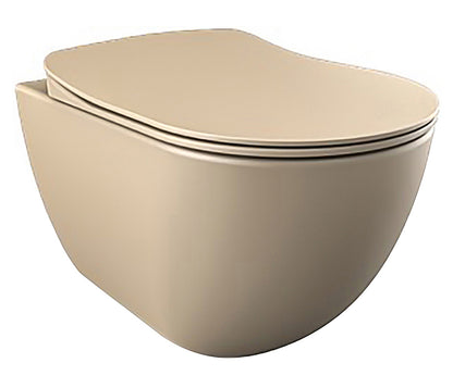 SaniSupreme Creavit RIMOFF Series wandcloset toilet wc Spoelrandloos 50.5 x 35.5cm x 34.5cm Mat Cappucino