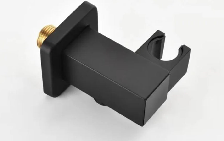 Messing Ophangbeugel Draaibare Muurkoppeling met LCD temperatuur weergave houder voor handdouche Vierkant mat zwart
