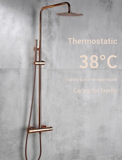 SaniSupreme Florence opbouw doucheset Thermostatisch 8 inch regendouche glans koper
