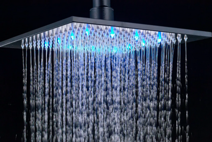 SaniSupreme LED EcoSave Manhattan vierkante hoofddouche regendouche 30 × 30 cm. chroom