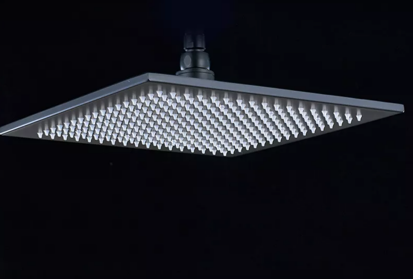 SaniSupreme LED EcoSave Manhattan vierkante hoofddouche regendouche 25 × 25 cm. mat zwart