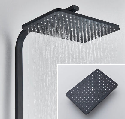 SaniSupreme Missouri LCD Thermostatisch opbouw doucheset 19 x 29 cm. regendouche mat zwart vierkant