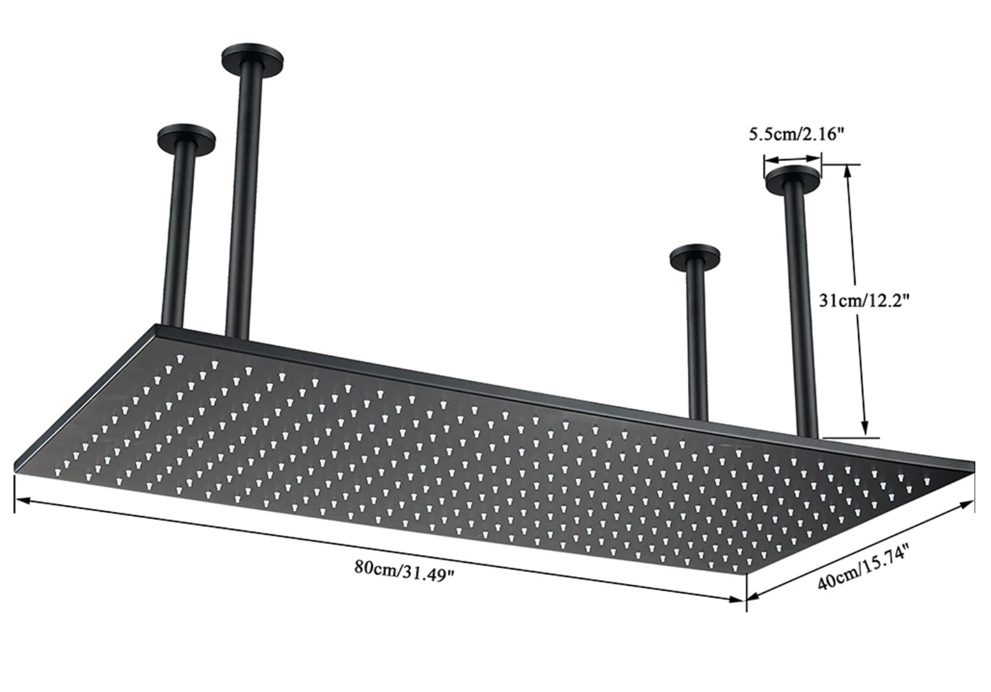 SaniSupreme® SmartPulse LED Plafond Thermostatische Doucheset Alicante 2 weg 40x80 cm regendouche mat zwart