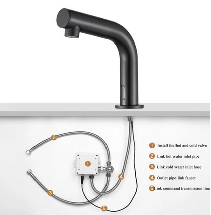 SaniSupreme Wastafel of Toiletkraan Chroom opbouw met automatische sensor 16 cm  warm en/of koud water