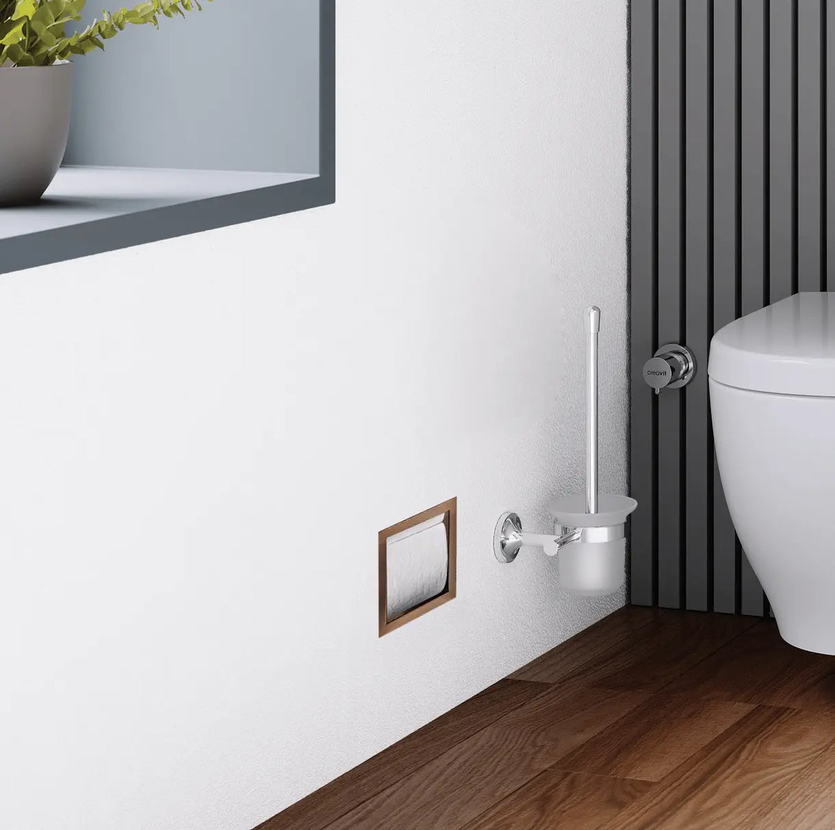 Inzetstuk Geborsteld Koper geschikt voor Inbouw Toilet Reserve ...