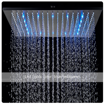 SaniSupreme Doucheset Manhattan Premium de Luxe LCD 12 inch regendouche LED vierkant 2-weg zwart inbouw