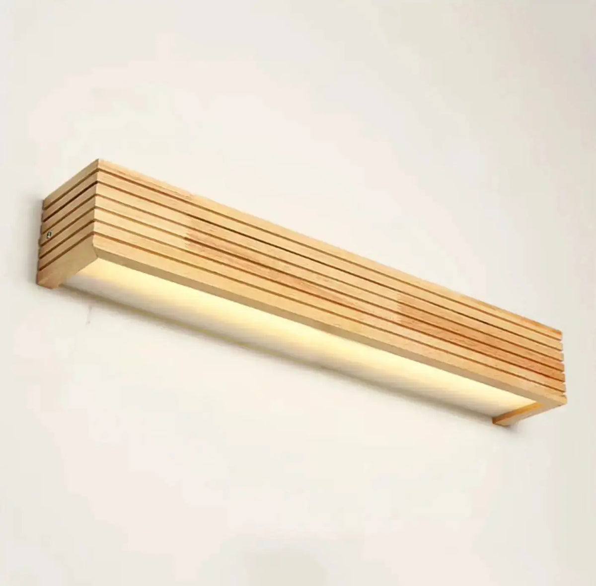 Moderne SaniSupreme badkamer wandlamp van hout, Nordic design spiegellamp 45 cm met warm LED licht voor stijlvolle en duurzame badkamer verlichting