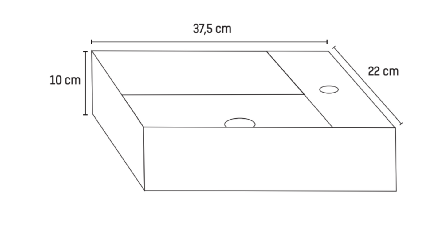 SaniSupreme Creavit Aloni fontein Pisa 37,5x22cm - mat zwart - kraangat links