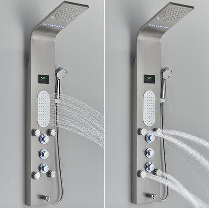 Douchepaneel Opbouwdouche SaniSupreme® Torino met hand- en voetendouche LCD Premium Brush Zilver