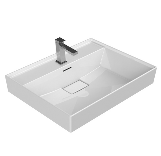 SaniSupreme® Aloni Ceramic washbasin high model white (combination Sharp base cabinet) 80 cm.