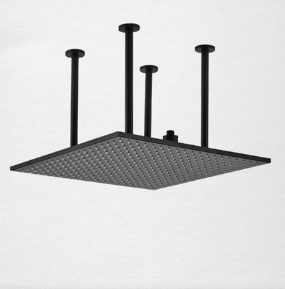 SaniSupreme® SmartPulse Plafond Regendouche Plateau Alicante 50 cm vierkant mat zwart