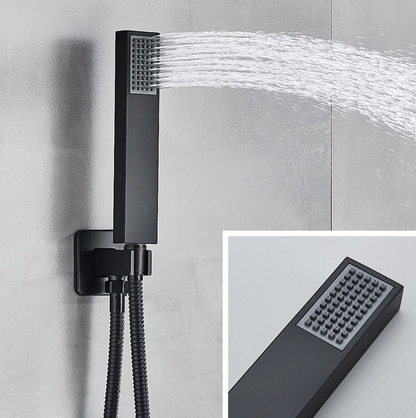 SaniSupreme® SmartPulse Plafond Thermostatische Doucheset Alicante 3 weg 30 cm regendouche vierkant mat zwart