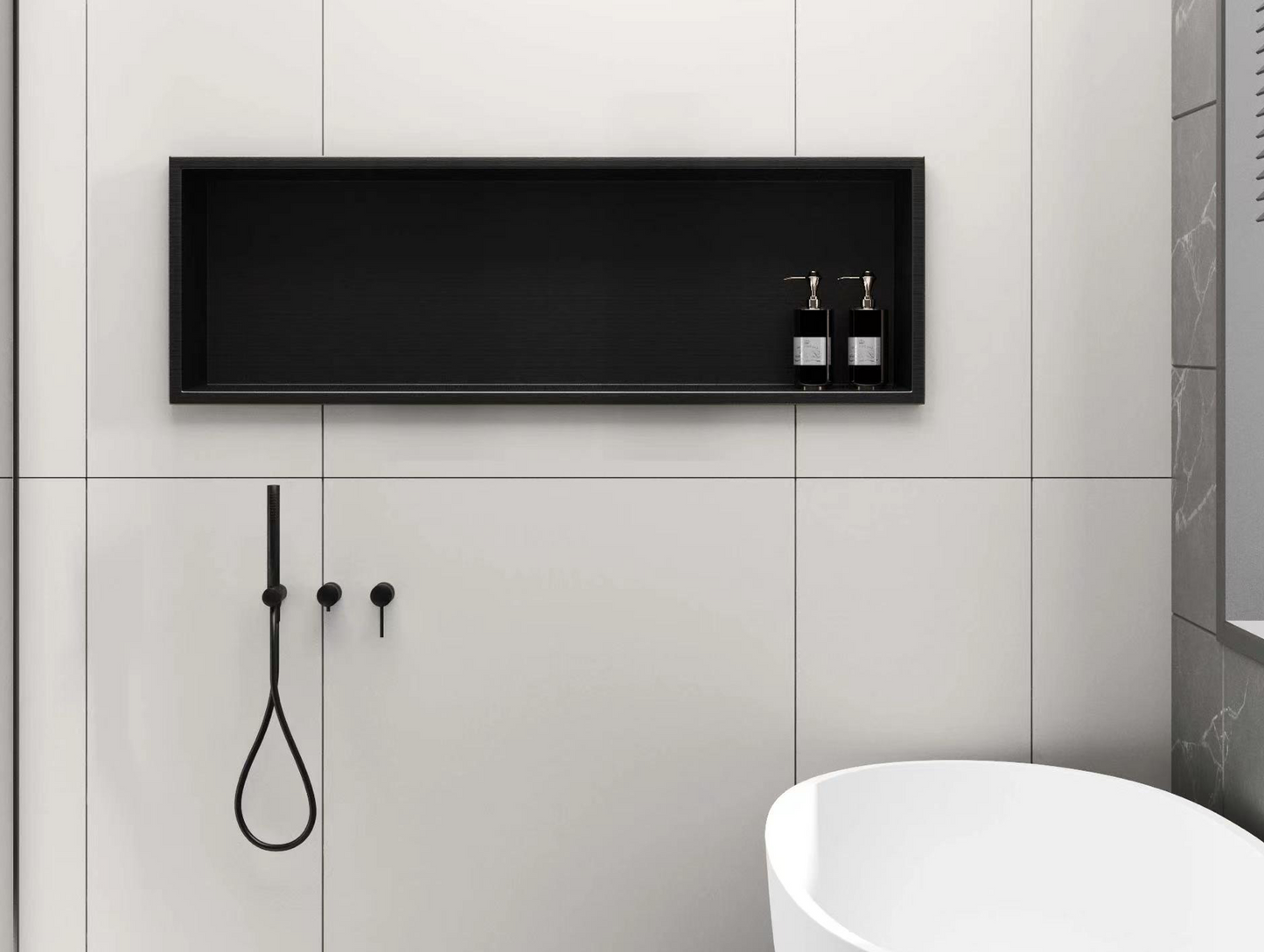 Inbouwnis badkamer douche RVS mat zwart 30x60x10cm