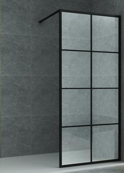 Shower enclosure Sanisupreme BlackLineSeries 80X200 CM Safety Glass 8 MM Matt Black with Grid 