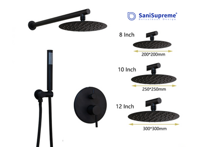 SaniSupreme® Doucheset Sacramento 10 inch regendouche rond 2-weg zwart inbouw