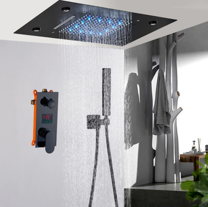SaniSupreme® SmartPulse Plafond LED Remote Regendouche Inbouw La Paz 50 x 36 cm zwart