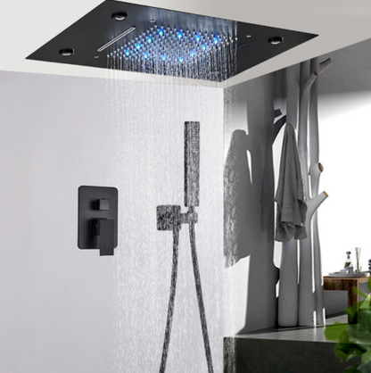 SaniSupreme® SmartPulse Plafond LED Remote Regendouche Inbouw La Paz 50 x 36 cm zwart