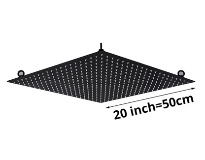 SaniSupreme Doucheset Manhattan Premium de Luxe LCD 20 inch | 50 cm plafond regendouche vierkant 3-weg zwart inbouw