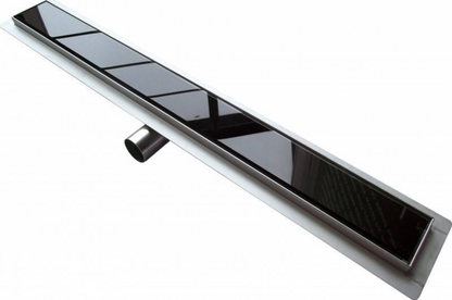 SaniSupreme Creavit Black Glass Grid for Shower Drain with Flange 100 cm