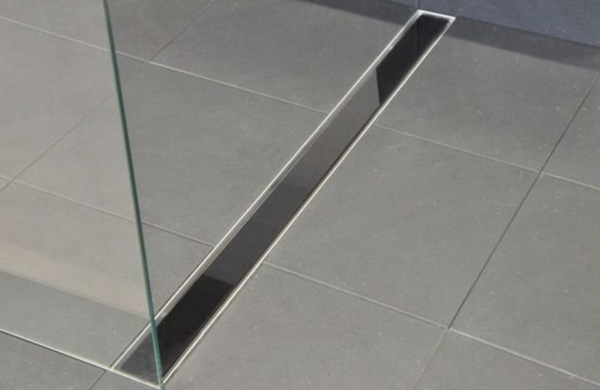 SaniSupreme Creavit Black Glass Grid for Shower Drain with Flange 100 cm