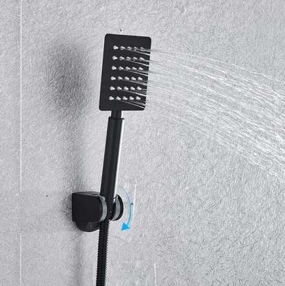 SaniSupreme Doucheset Manhattan Premium de Luxe Waterfall LCD 12 inch regendouche vierkant 3-weg zwart inbouw