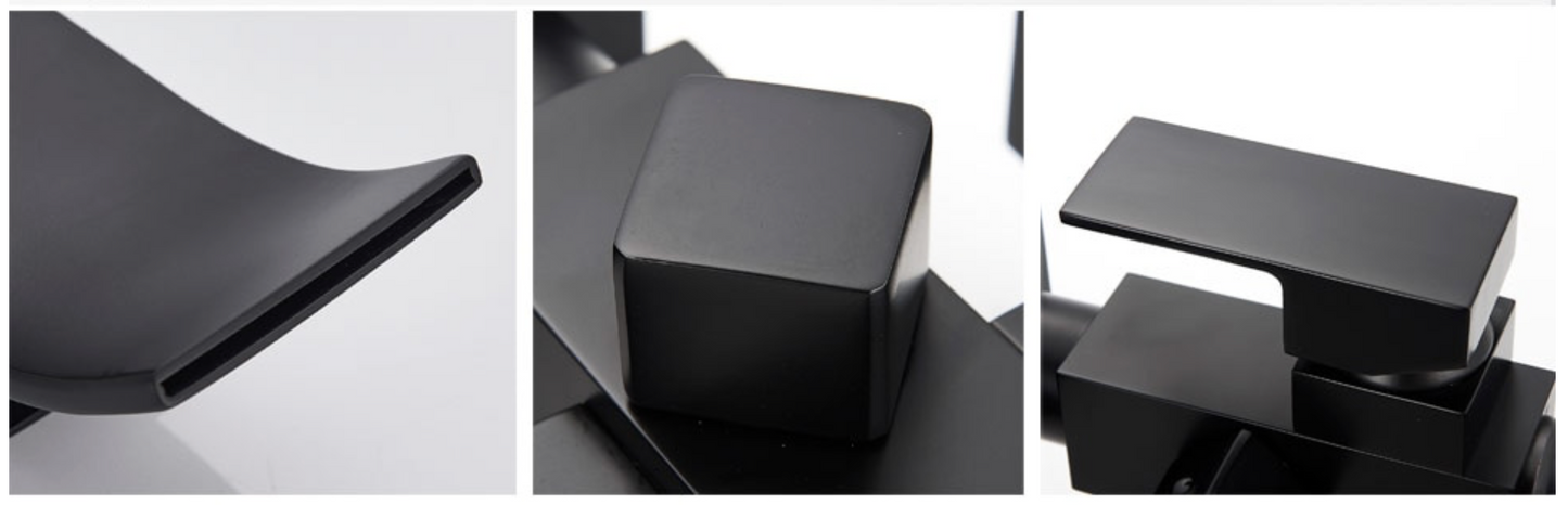 SaniSupreme® Badkraan Luca vrijstaand model met handdouche mat zwart