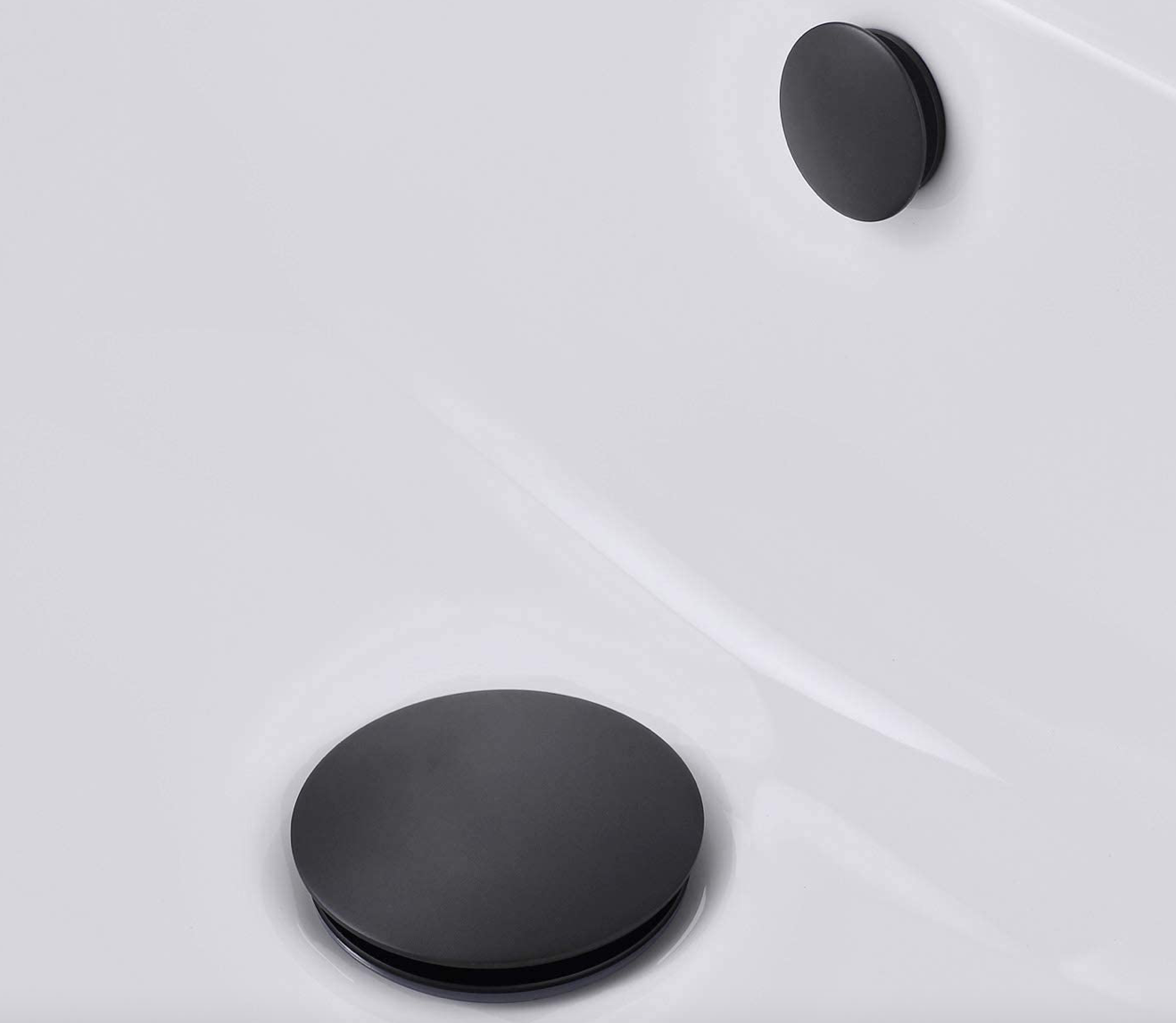 SaniSupreme Bundel Premium Afvoerplug Wastafelplug Clickwaste + overloopplug Mat zwart ontluchtingoverloopplug