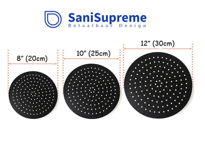 Pomme de douche SaniSupreme® Rain shower 16 pouces | 40 cm rond noir mat