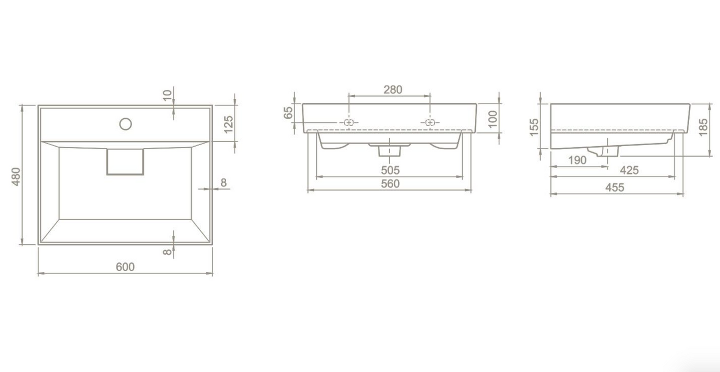 SaniSupreme® Aloni Keramische wastafel hoog model wit (combinatie Sharp onderkast) 100 cm.