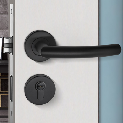 SaniSupreme deurkruk, deurgreep, complete set (2 stuks) met slotgaten en materiaal mat zwart