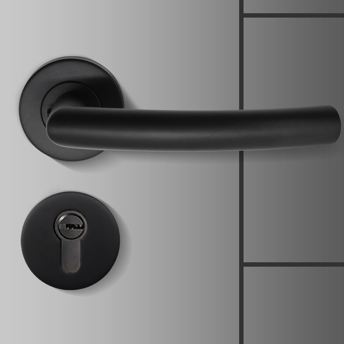 SaniSupreme deurkruk, deurgreep, complete set (2 stuks) met slotgaten en materiaal mat zwart