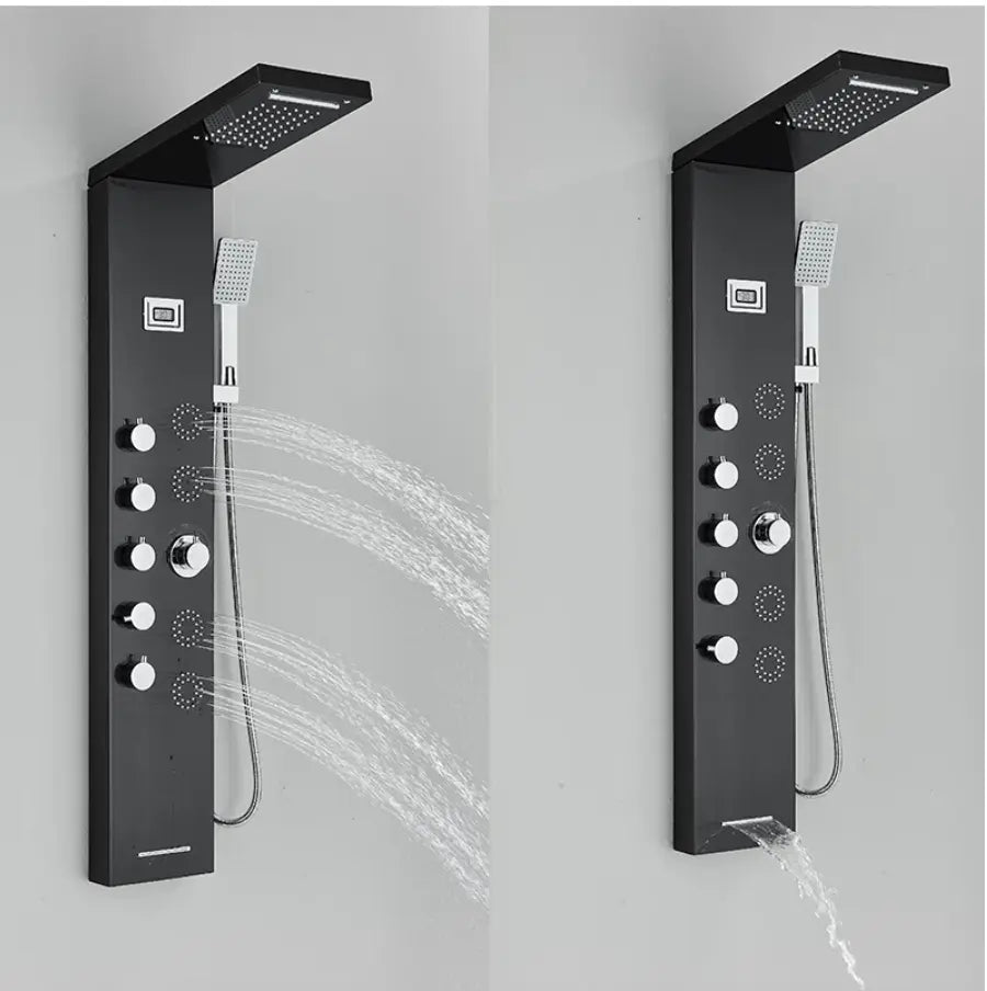 Douchepanelen mat zwart met regendouche en massagefunctie – SaniSupreme Sardegna