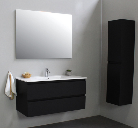 SaniSupreme® Aloni Bathroom Furniture Sally 100 matt black ceramic washbasin white