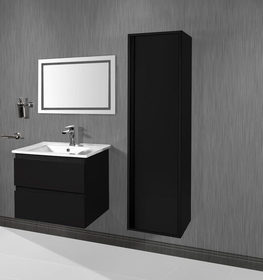 SaniSupreme® Aloni Bathroom Furniture Sally 60 matt black ceramic washbasin white
