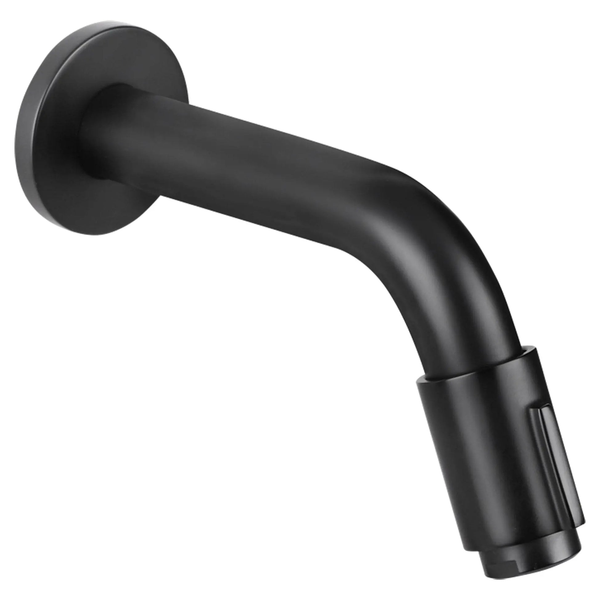 Mat zwarte inbouw fonteinkraan van 11 cm met ronde muurplaat – SaniSupreme Differnz koudwaterkraan