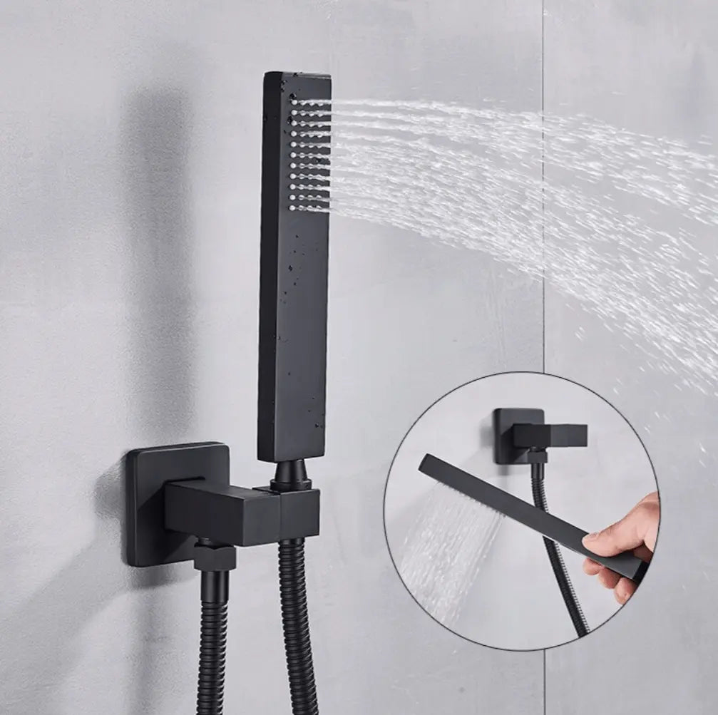 SaniSupreme® Doucheset Santiago 20 cm regendouche vierkant 2 - weg zwart inbouw