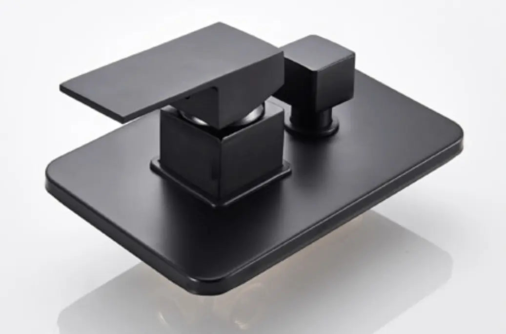 SaniSupreme® Doucheset Santiago 20 cm regendouche vierkant 2 - weg zwart inbouw