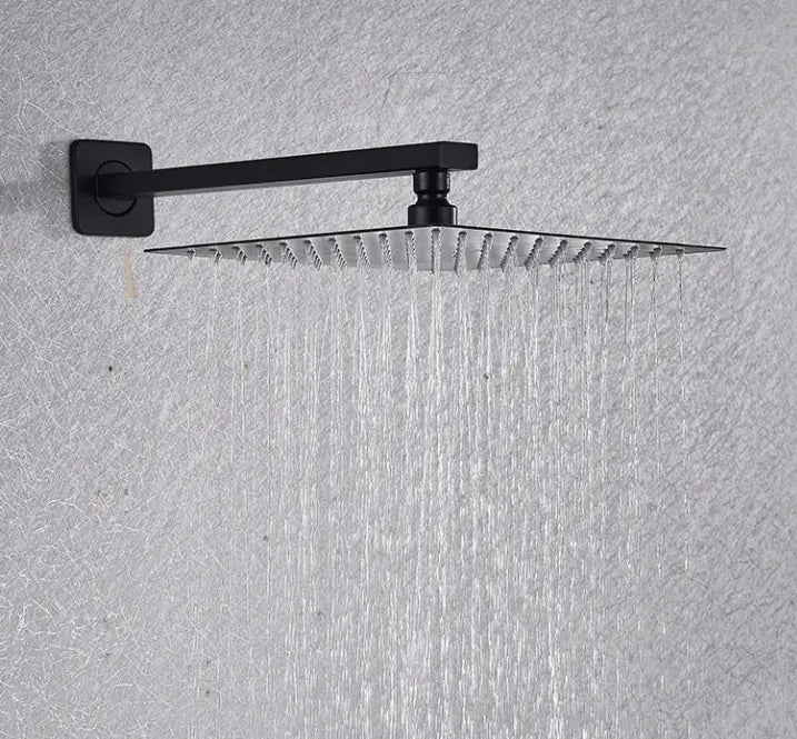 SaniSupreme® Doucheset Santiago 20 cm regendouche vierkant 2 - weg zwart inbouw